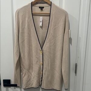 Ann Taylor‎ Factory Beige Cardigan with Black Accents